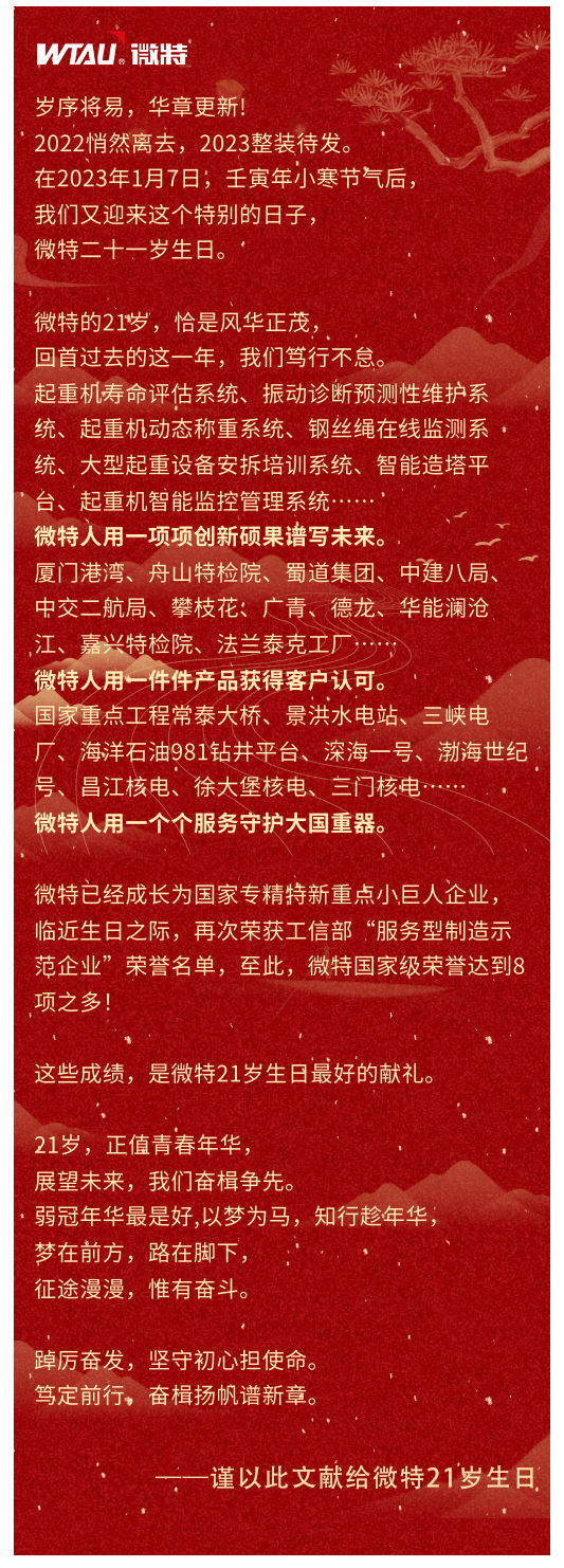 篤定前行 奮楫爭(zhēng)先！丨祝微特21歲生日快樂(lè)！